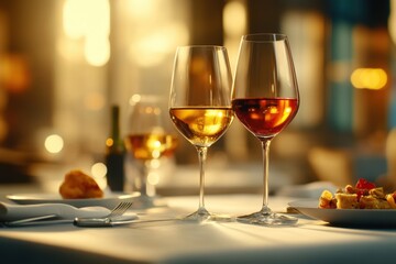 Naklejka premium Elegant Wine Service in Fine Dining Restaurant Setting