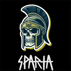 Graphic vector of Spartan Skull Head drawing isolated black color