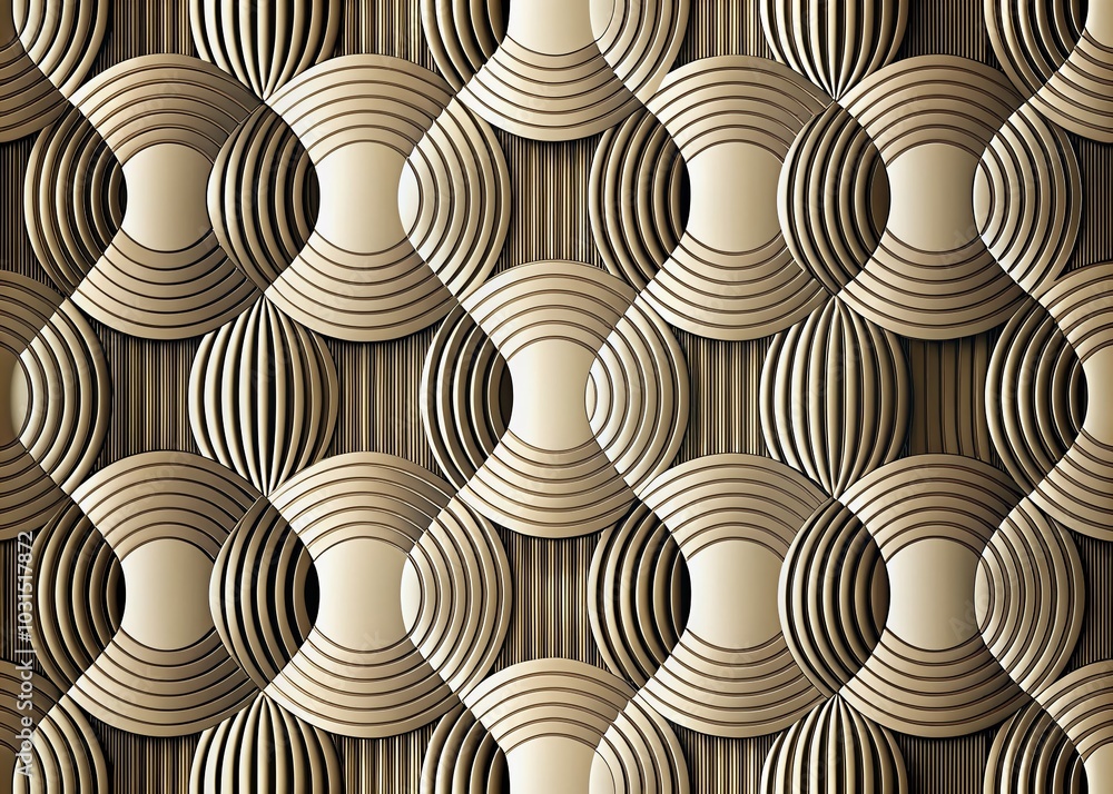 Poster Modern Seamless Geometric Pattern with Wavy Stripes - Abstract Monochrome Design for Textiles and Backgrounds