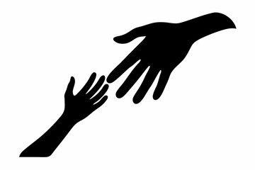 
Helping Hands vector silhouette, togetherness idea silhouette, black color isolated on white background