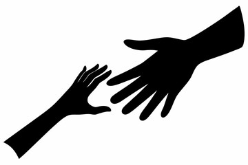 
Helping Hands vector silhouette, togetherness idea silhouette, black color isolated on white background