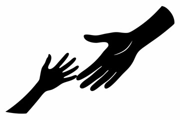 
Helping Hands vector silhouette, togetherness idea silhouette, black color isolated on white background