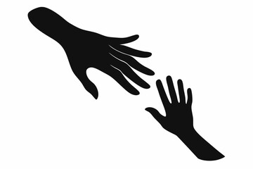 
Helping Hands vector silhouette, togetherness idea silhouette, black color isolated on white background