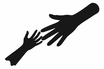 
Helping Hands vector silhouette, togetherness idea silhouette, black color isolated on white background