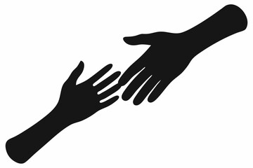 
Helping Hands vector silhouette, togetherness idea silhouette, black color isolated on white background