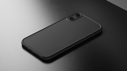 Black Smartphone Mockup on Dark Background -  Minimalistic Design, Technology Mockup, Phone Design.