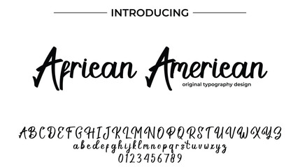 African American Font Stylish brush painted an uppercase vector letters, alphabet, typeface