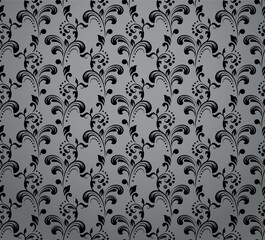 Flower pattern. Seamless gray and black ornament. Graphic vector background. Ornament for fabric, wallpaper, packaging