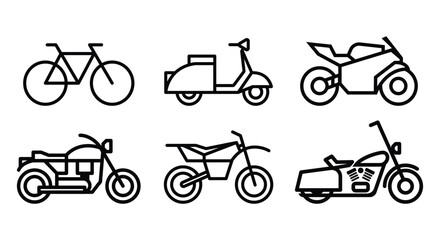 Bike and Motor Icon Flat Style Black and White