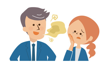 口臭のある男性　かわいいイラスト素材