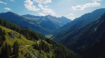 Fototapeta premium Aerial View of Serene Mountain Landscape