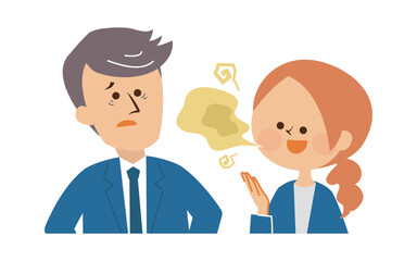 口臭のある女性　かわいいイラスト素材