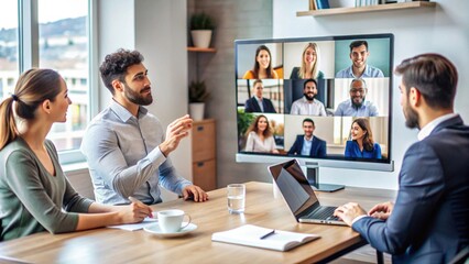 A freelancer presenting a project over a virtual meeting platform