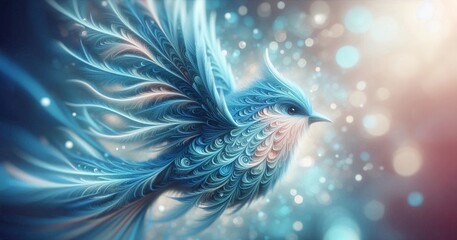 Little beautiful Blue Bird. A symbol of luck and a happy fate.