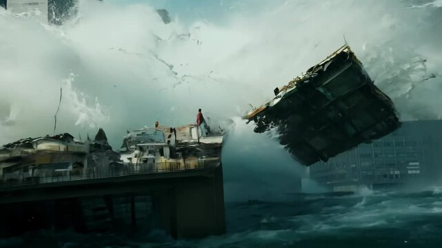 Dramatic Urban Tsunami Waves Crash into Cityscape