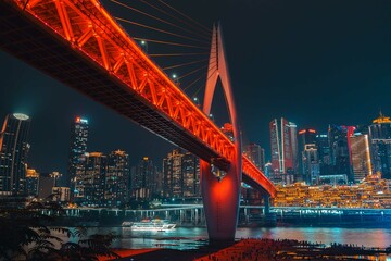 Naklejka premium ChongQing, China, City view, River, Travel 
