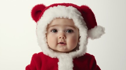 photo of lovely kid for christmas, isolated on white background