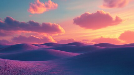 Fototapeta premium Serene Desert Landscape at Dusk with Soft Clouds