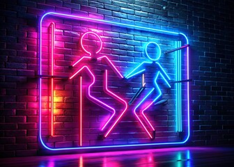 Neon Abstract Silhouette Photography with 3D Gesture Font and Illuminated Signage