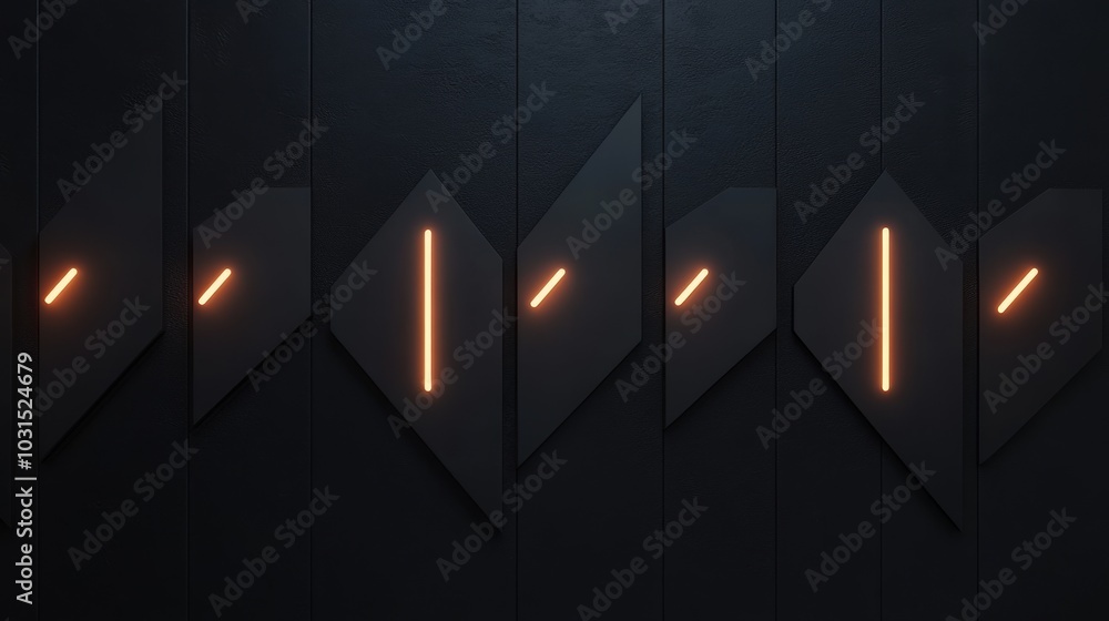 Poster minimalist arrow alignment, a series of sleek, uniform arrows pointing in unison, embodying simplici