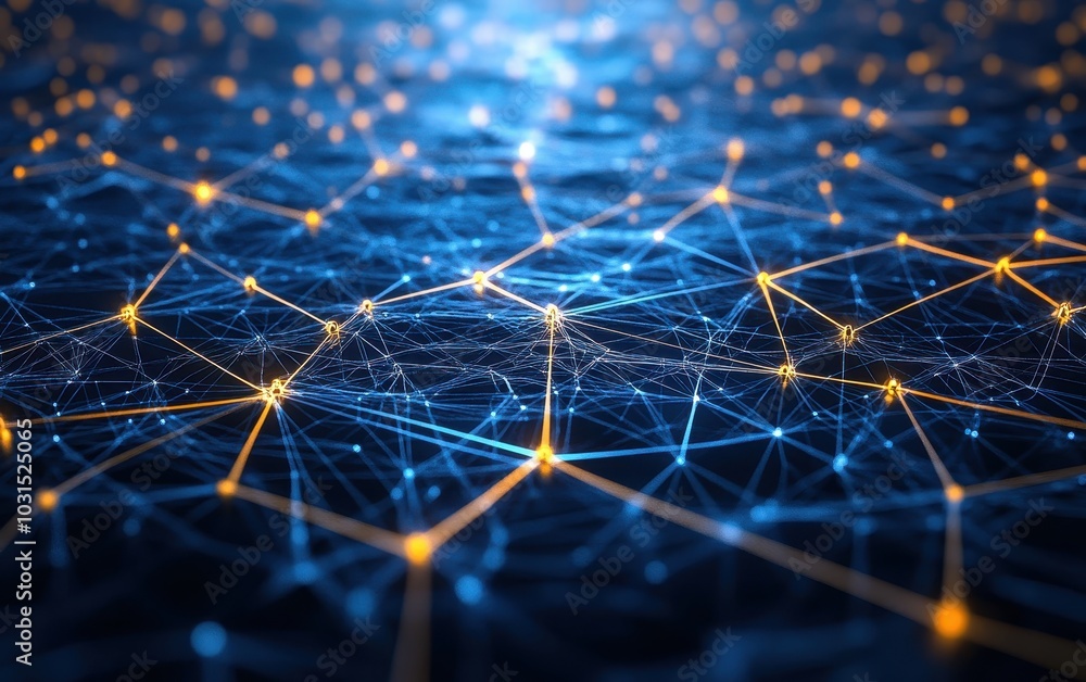Poster abstract network connection - digital technology, internet, and communication concept.