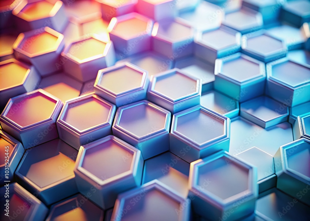 Poster neumorphic hexagon web elements 3d design in white style with tilt-shift photography effect