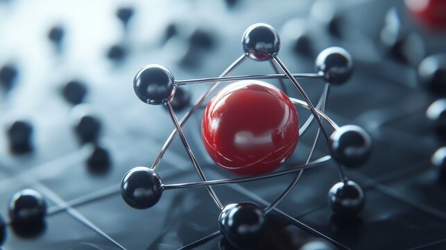 3d model of an atom with electrons orbiting the nucleus, symbolizing atomic structure and quantum physics.