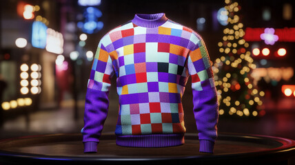 Fototapeta premium vibrant ugly Christmas sweater design with playful patterns and colors