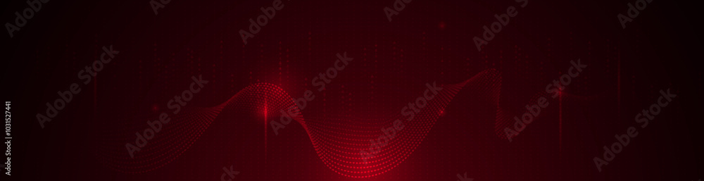 Aufkleber Illustration abstract red background, element with light line pattern, geometric shape and red cyber space background. Vector digital network communication, futuristic data technology, connect concept