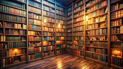 Shelves full of fantasy books in a library setting , fantasy, books, shelves, library, reading, fiction, literature