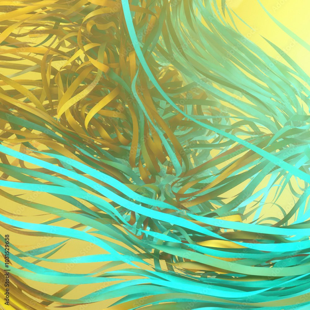 Aufkleber Digital illustration with abstract flowing lines and shapes. 3d rendering