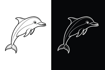 Elegant Dolphin Line Art. Minimalist Vector Illustration