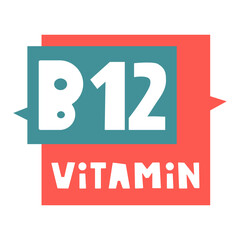 B12 vitamin. Badge. Graphic design. Illustration on white background.