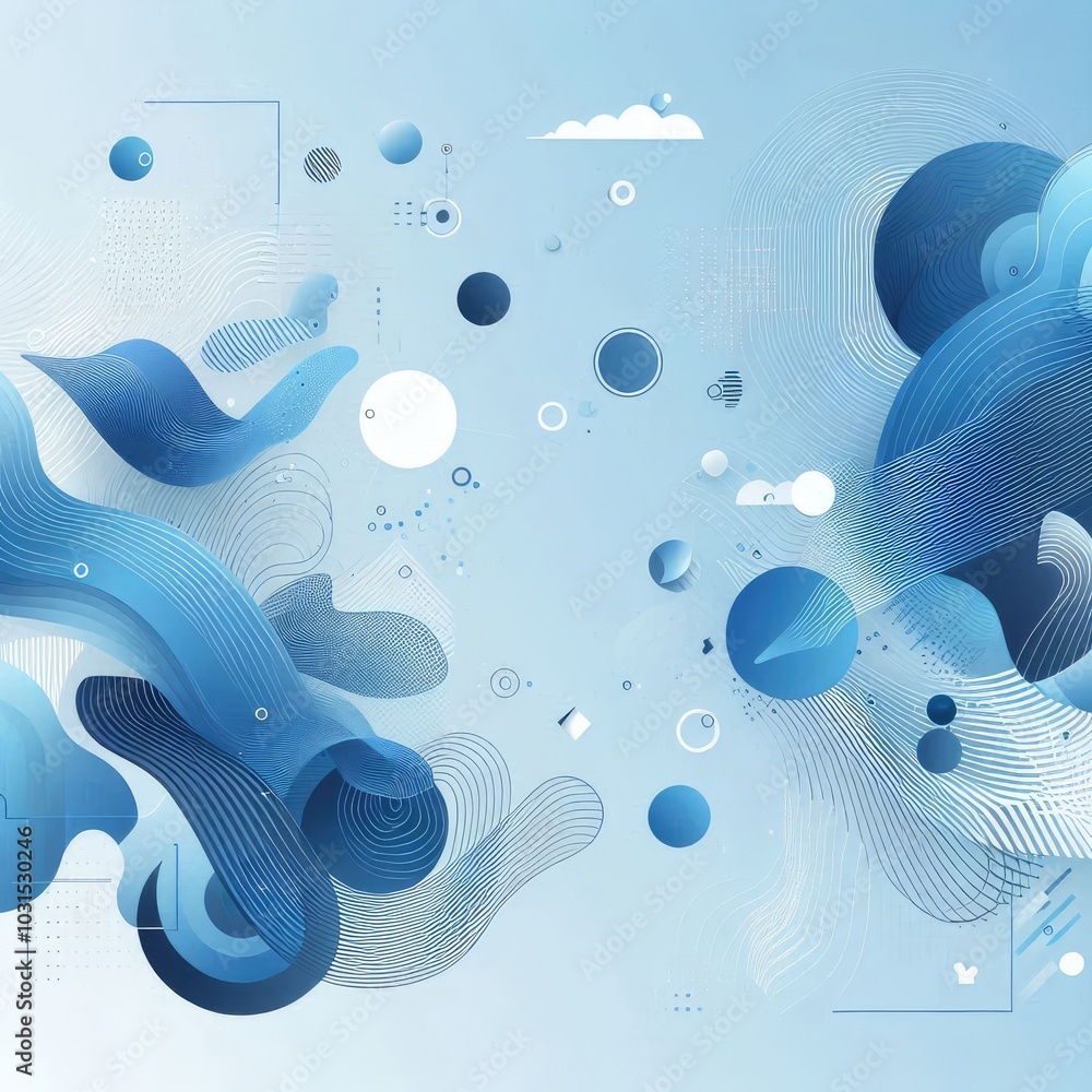 Aufkleber Create a modern digital background using shades of blue, featuring abstract shapes and flowing forms. Incorporate varying textures and gradients to add depth, while maintaining a balanced, harmonious 