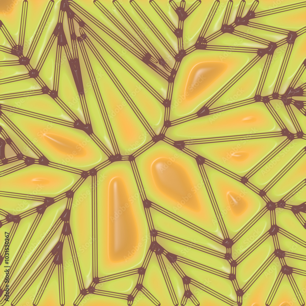 Poster Digital of a stylized network of interconnected neurons. 3d rendering illustration