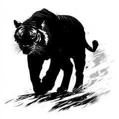 Obraz premium a illustration real silhouette white background tiger