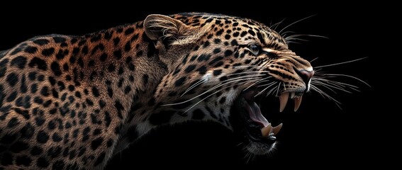 Obraz premium A Powerful Roaring Leopard