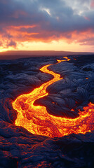 Lava crack ground mud textured, Top View Volcanic Lava Fire Texture Background

