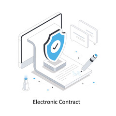 Electronic Contract isometric stock illustration. EPS File stock illustration