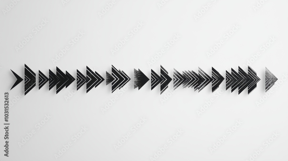 Poster minimalist arrow series, a clean arrangement of uniform abstract arrows, embodying simplicity and di