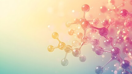 Abstract Colorful Molecular Structure with Bokeh Background