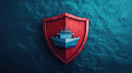 Obraz premium Shield Surrounding Cargo Ship Symbolizing Marine and Shipping Insurance Representing Protection Safety and Risk Management in the Maritime Transportation Industry
