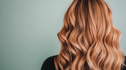 Fototapeta premium Close up of a Hairstylist Professionally Curling and Styling a Woman s Hair into Loose Wavy Curls Using a Curling Wand in an Upscale Beauty Salon Setting