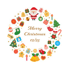 クリスマスアイコンのフレームイラスト