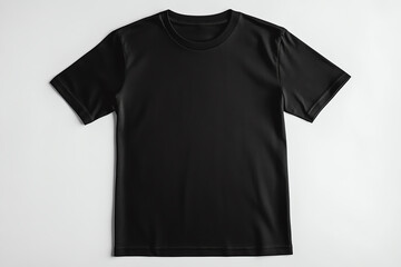 Black t-shirt on a white isolated background, perfect for casual wear, promotions, and fashion shoots.