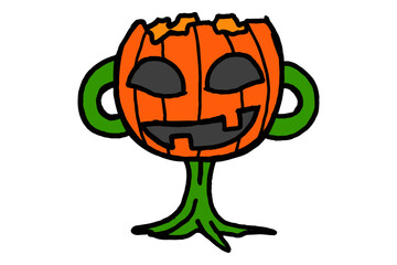 Cup With Halloween Pumpkin Head Theme
