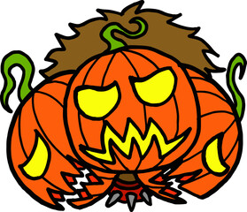 Halloween Pumpkin Head Cerberus Cartoon