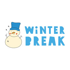 Winter break. Banner. Graphic design. Illustration on white background.