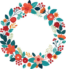 Colorful Floral Wreath Design Element