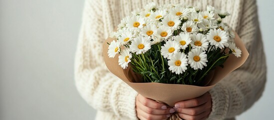 White Daisies in a Brown Paper Wrap